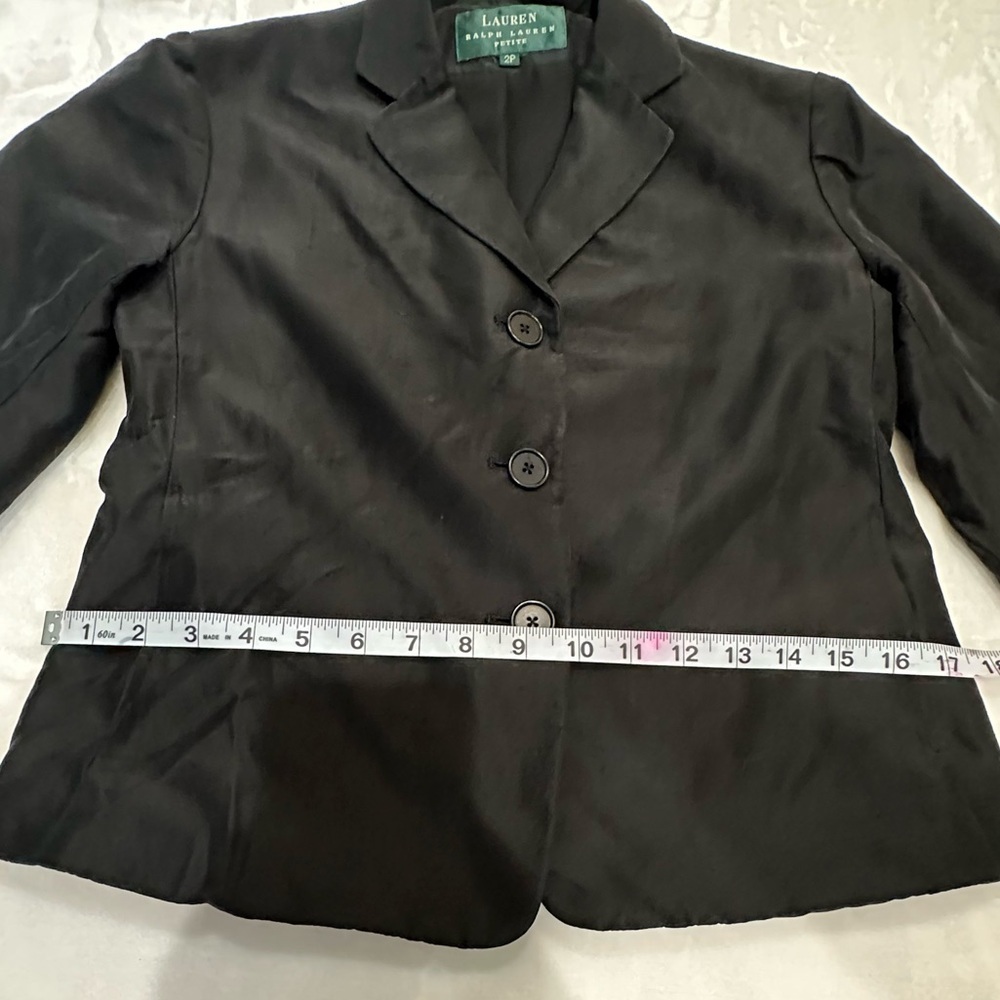 Lauren Ralph Lauren 100% Silk  Black Formal Blazer Tailored Design size 2 Petite - Picture 7 of 15